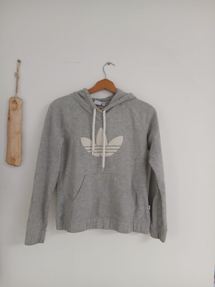 Adidas Adidas Hoodie gris logo Trefoil très légerement cropé