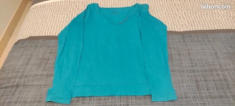 Cache-Cache Sweat turquoise col rond
