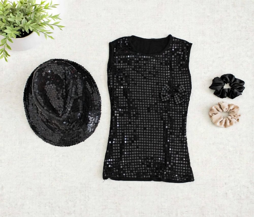 Sans marque Top paillettes noir sans marque