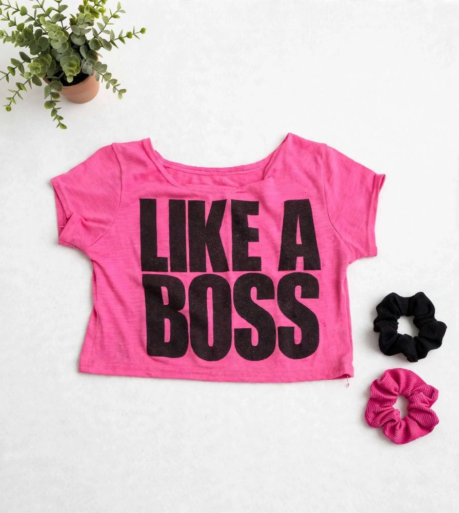 Sans marque T-shirt rose « Like a Boss » enfant 8 ans