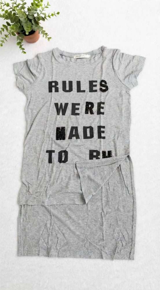 Novo Style Tunique gris "Rules were made to be"fille 12 ans Novo style