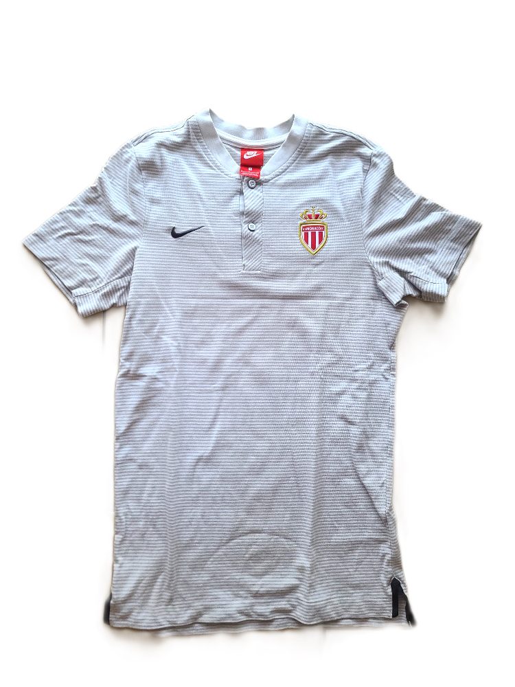 Nike Polo Nike AS Monaco FC Gris Logo Brode Taille S Sportswear
