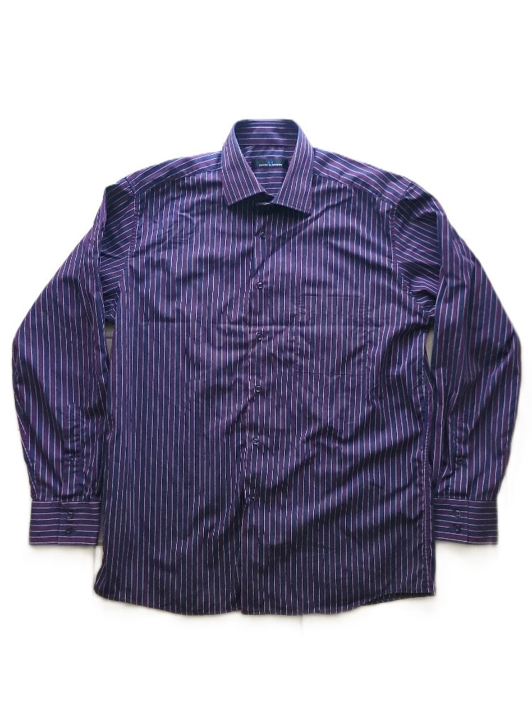 Pierre Clarence Chemise Pierre Clarence Rayée Nuances de Violet & Blanc 100% Coton Taille 16 / 4