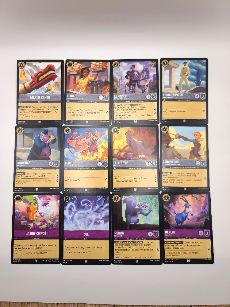 Disney Lot 12 cartes Disney Lorcana - Chapitre 1 & 2 (Très bon état)