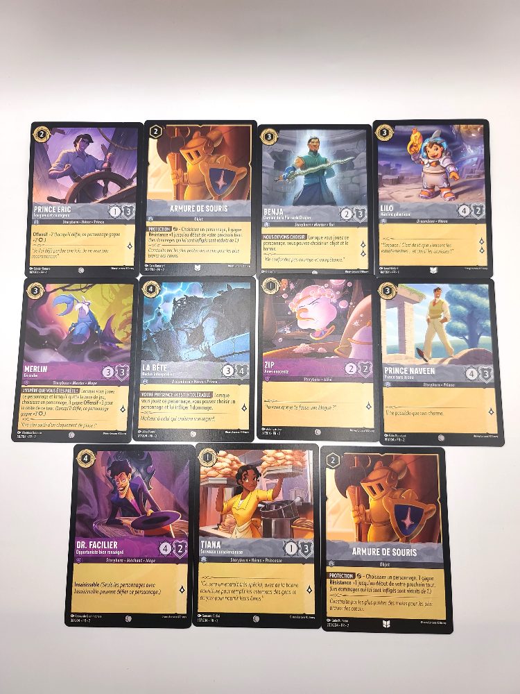 Disney Lot 11 cartes Disney Lorcana - Chapitres 1 & 2 (Très bon état)