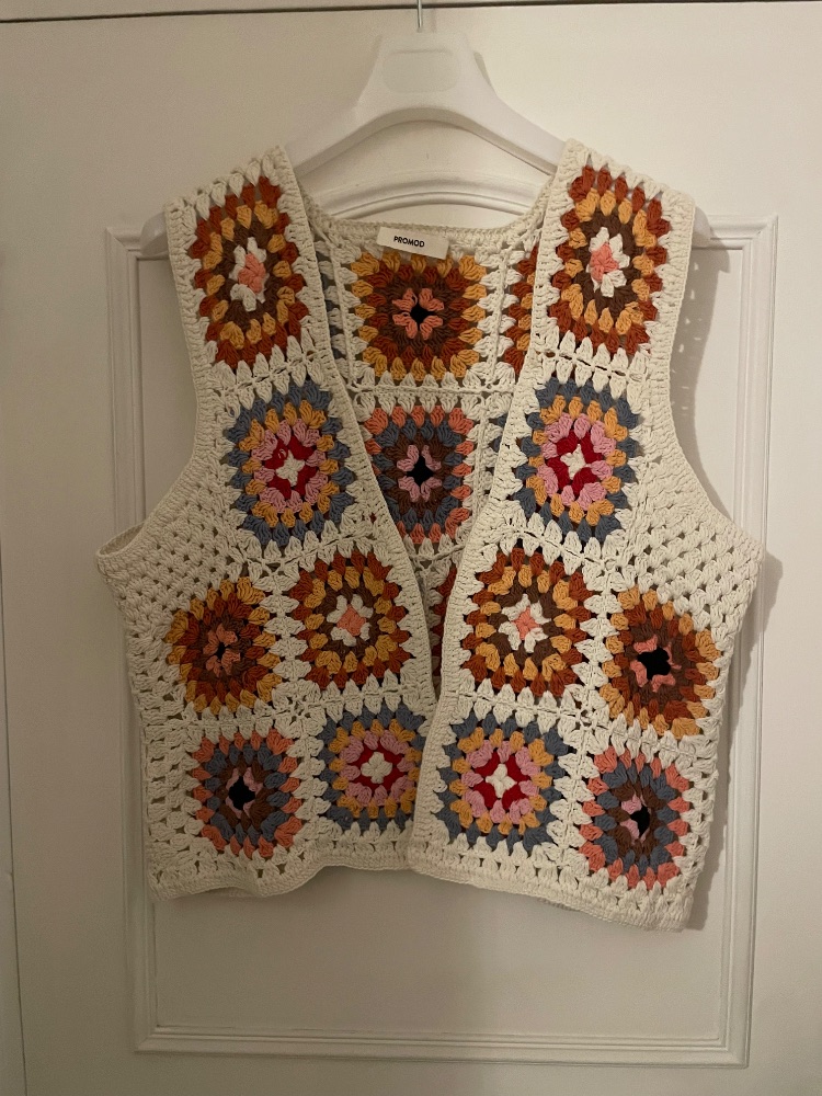 PROMOD Gilet crochet PROMOD carrés multicolores