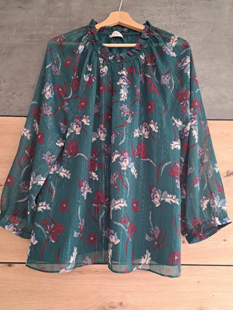 HUSH Blouse fleurie verte et bordeaux