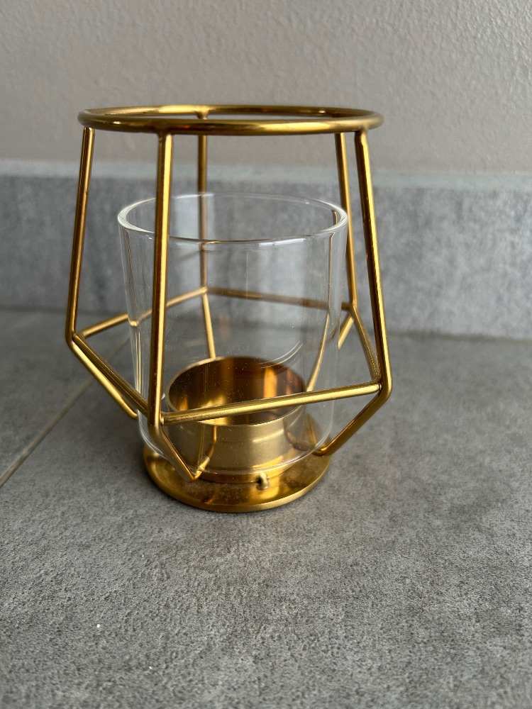 Sans marque Photophore géométrique doré avec verre