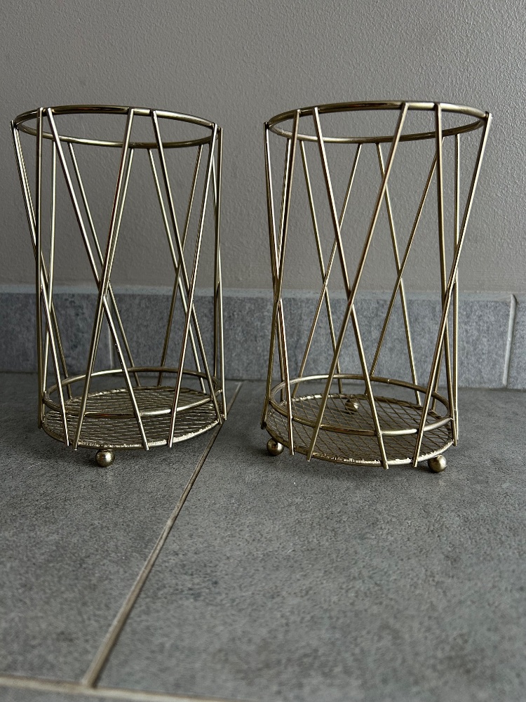 Maisons du Monde Lot de 2 paniers métalliques dorés design géométrique