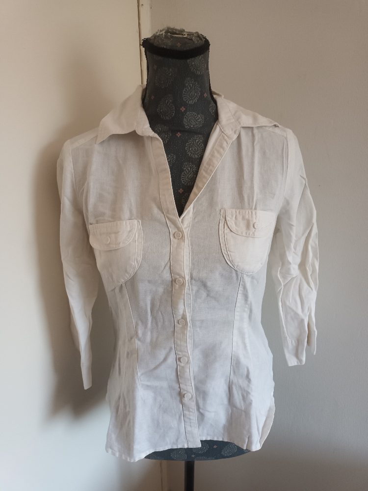 H&M Chemisier structuré look Safari chic - Blanc avec jeu de transparence - H&M - Ta