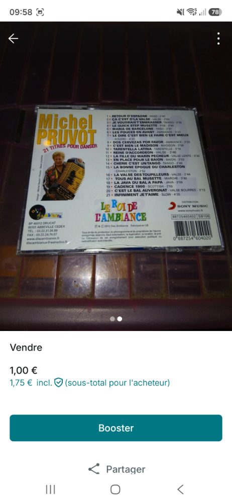 Michel Pruvost CD Michel Pruvost - Musiques pour danser