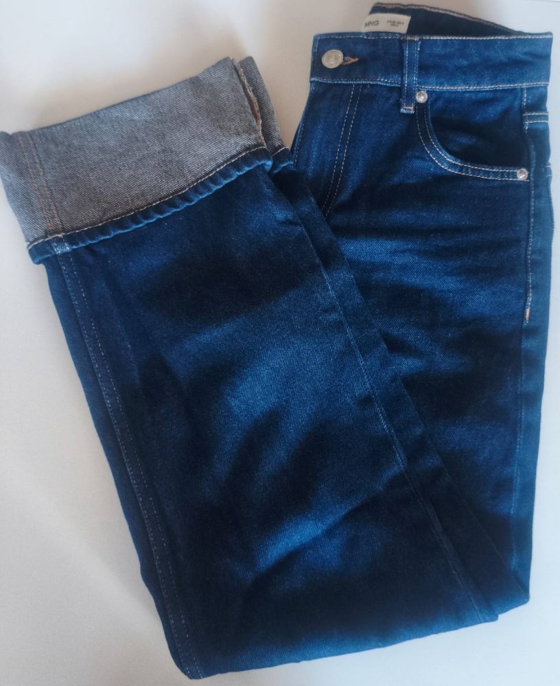 MANGO Jean MANGO oversize bleu foncé taille 32 revers contrastés
