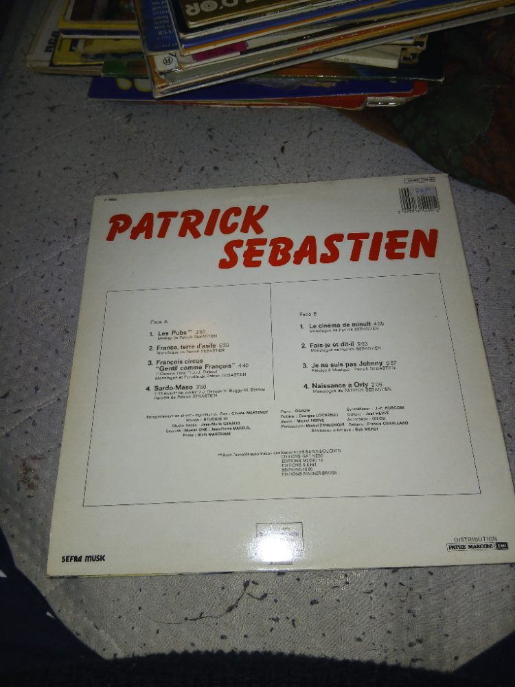 Sefra Music Disque vinyle Patrick Sébastien Les Pubs