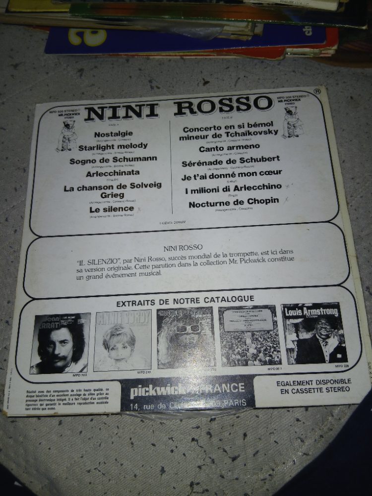 Pickwick France Nini Rosso - Il Silenzio - Vinyle 33T