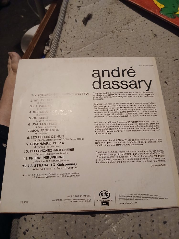 EMI Disque vinyl André Dassary - Chansons françaises