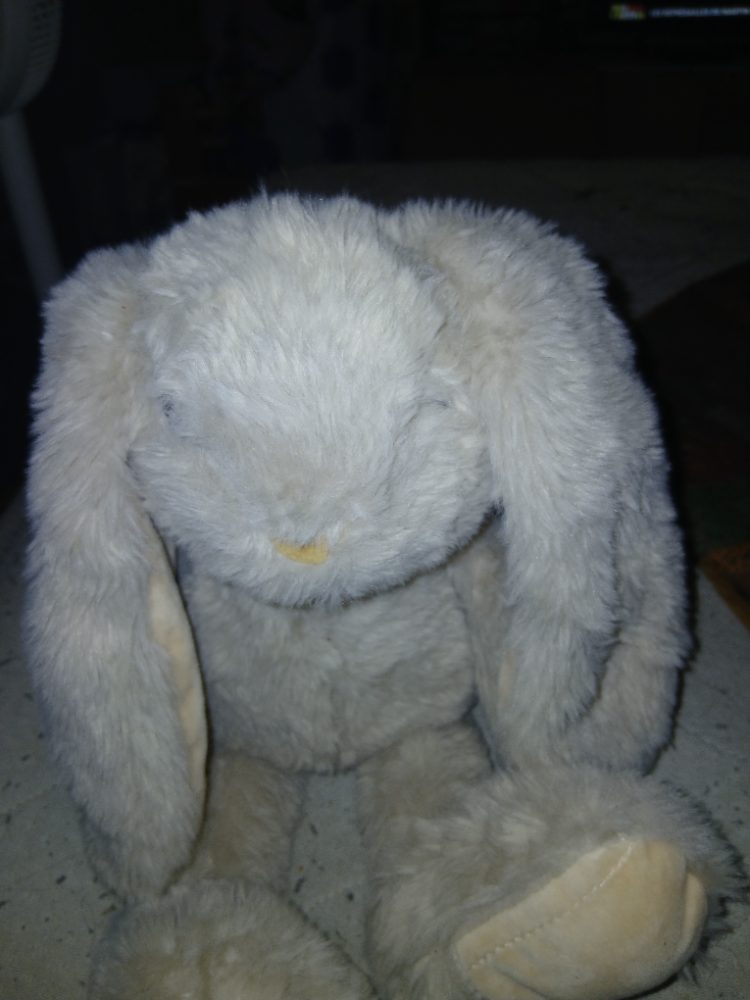 Sans marque Peluche lapin blanc assis