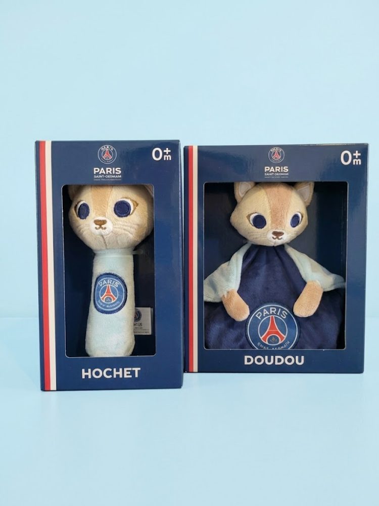 Paris Saint-Germain Lot bébé / Naissance Hochet + doudou PSG / Paris-Saint Germain / neuf