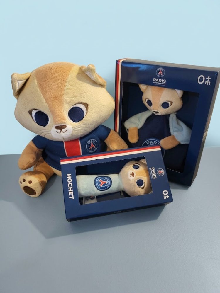 Paris Saint-Germain Lot PSG Paris-Saint Germain / Peluche 25cm + doudou + Hochet / neuf